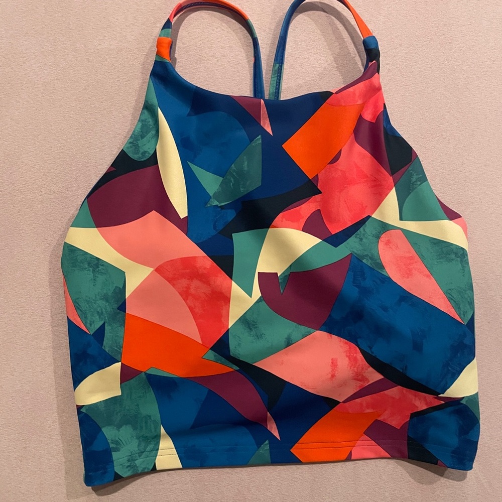 Colorful Abstract Print Tank Top Sports Bra